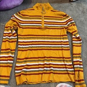 Striped Yellow and Red Half-Zip shirt